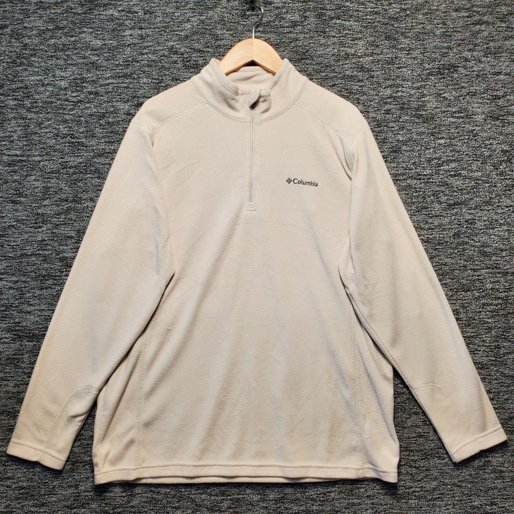 NWT Columbia Pine Ridge Half Zip Fleece Sweater Mens Large Beige Tan Pullover